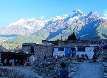 Beautiful Syang Village and Nilgiri Mountain