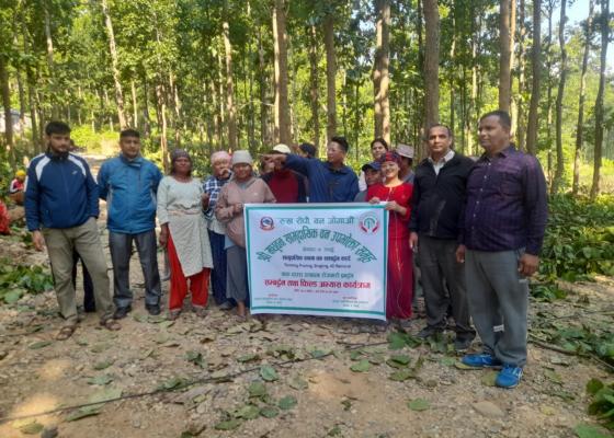  मधुवन सामुदायिक वनमा सुरु भयो काठ दाउरा उत्पादन रोजगारी प्रवर्द्धन कार्यक्रम