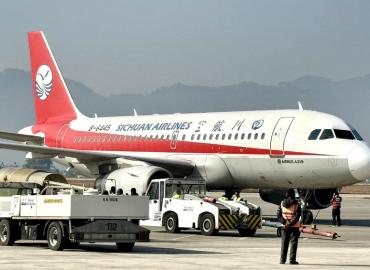 Sichuan Airlines' chartered flight lands in Pokhara