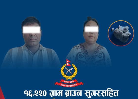 १६ ग्राम २२० मिलिग्राम ब्राउन सुगरसहित दुई जना पक्राउ